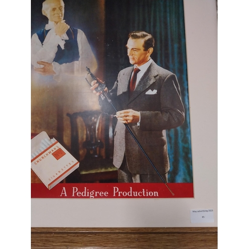 85 - Churchman's No 2 Cigarettes framed advertising print. {62 cm H x 52 cm W}.