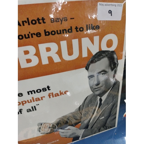 9 - 1950's St Bruno John Arlott Tobacco showcard. {26 cm H x 21 cm W}.