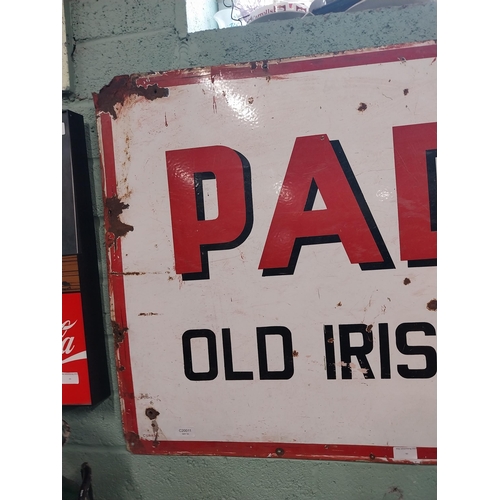 90 - Original Paddy Old Irish Whiskey enamel advertising sign. {71 cm H x 122 cm W}.