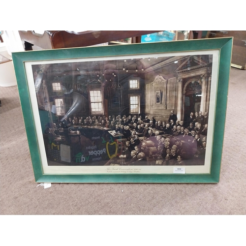 909 - Framed black and white print of The Irish Convention 1917-18. {45 cm H x 64 cm W}.