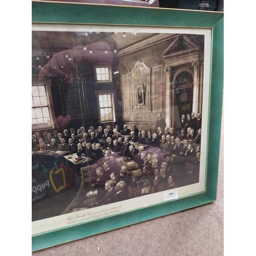 909 - Framed black and white print of The Irish Convention 1917-18. {45 cm H x 64 cm W}.