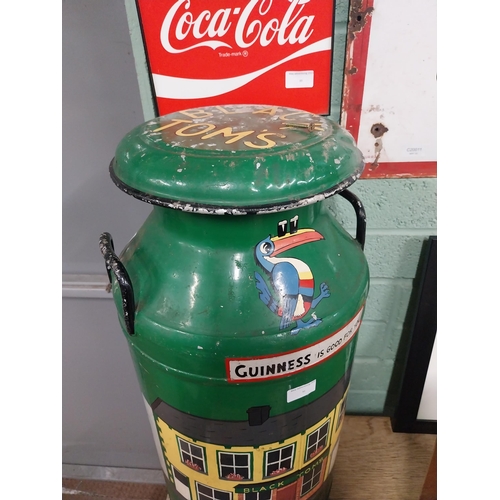 91 - Guinness painted aluminium advertising creamery can. {71 cm H x 33 cm Diam}.