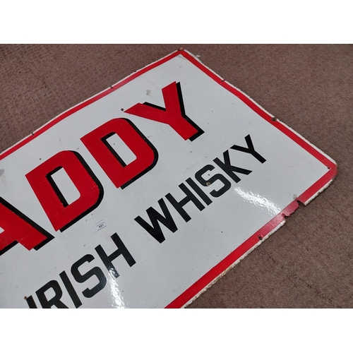 921 - Paddy Old Irish Whiskey enamel advertising sign. {73 cm H x 122 cm W}.