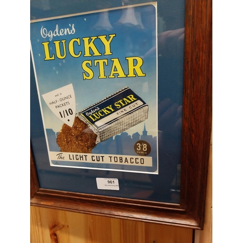 lucky star tobacco Ogden s Lucky Star Tobacco framed Showcard. {40 cm H x 32 cm W}