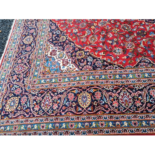 20 - Good quality hand knotted Persian carpet square {342 cm L x 243 cm W}.