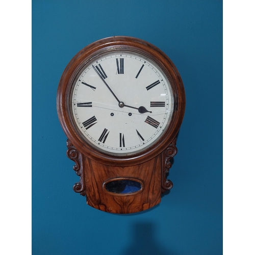 35 - William IV rosewood wall clock with painted dial {60 cm H x 42 cm W x 16 cm D}.