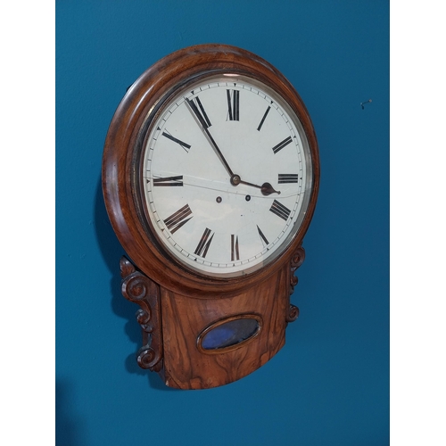35 - William IV rosewood wall clock with painted dial {60 cm H x 42 cm W x 16 cm D}.