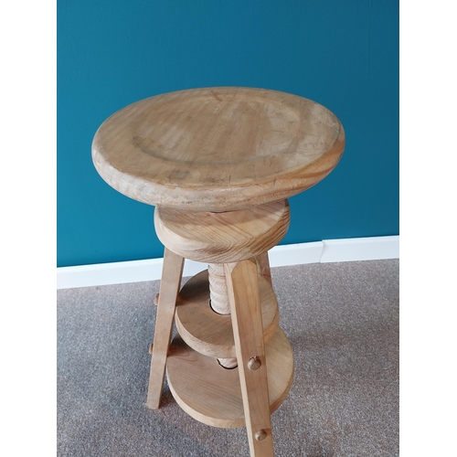 50 - Good quality pine revolving Artist stool {76 cm H x 41 cm Dia.}.