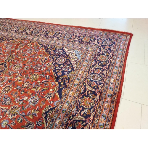 8 - Good quality decorative Persian Keshann carpet square {400cm L x 300cm W}
