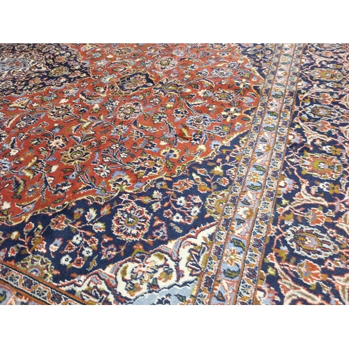 8 - Good quality decorative Persian Keshann carpet square {400cm L x 300cm W}