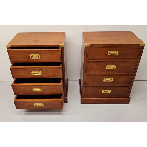 2 - Pair of exceptional quality walnut lockers with four drawers, brass mounts and brass handles in the ... 