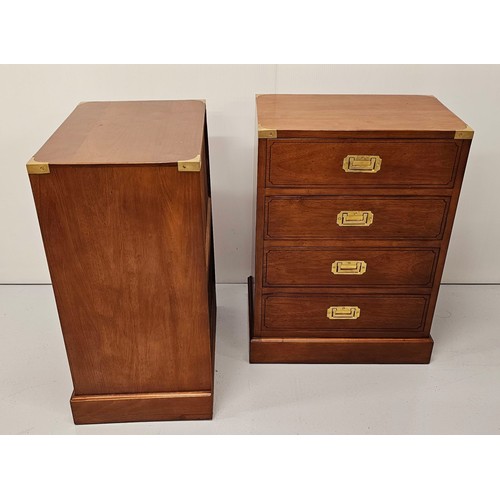 2 - Pair of exceptional quality walnut lockers with four drawers, brass mounts and brass handles in the ... 