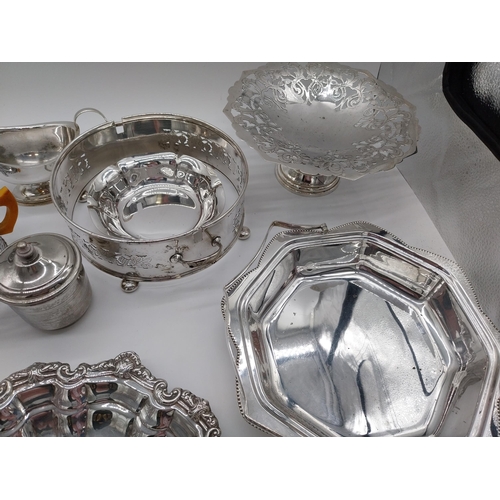 834 - Collection of silverplate & EPNS dishes, trays jug, sugar shaker etc.