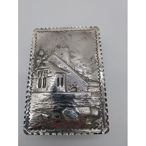 839 - Engraved English silver cigarette case. Hallmarked in London 1883. Maker William Comyns & Sons. Wt :... 