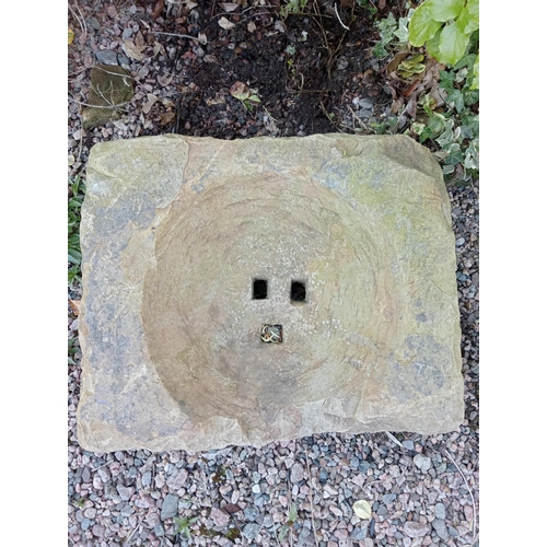 18 - Antique sandstone three hole gully {H 18cm x W 52cm x D 42cm }