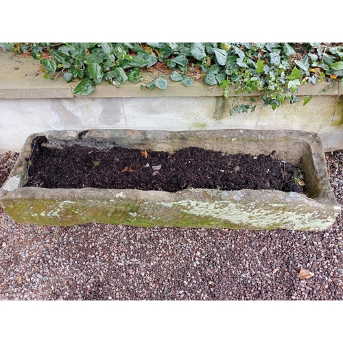 22 - Antique sandstone trough {H 46cm x W 156cm x D 28cm}