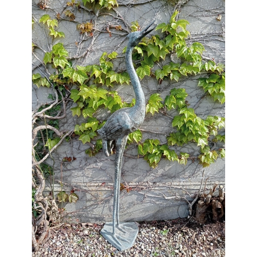 48 - Bronze model of a Stork-crane {H 140cm x W 27cm x D 27cm}