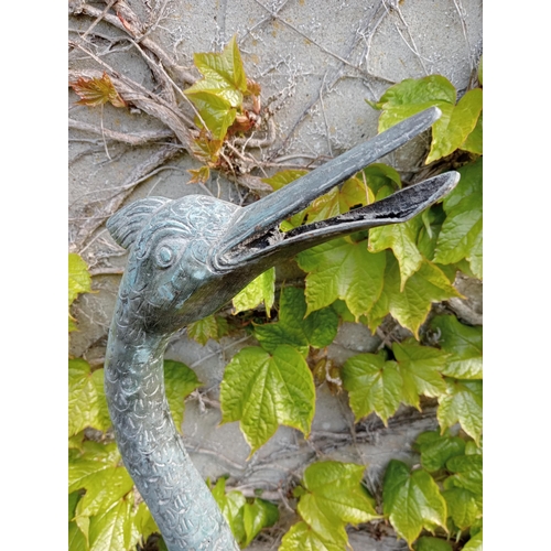 48 - Bronze model of a Stork-crane {H 140cm x W 27cm x D 27cm}