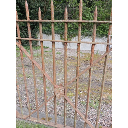 5 - Blacksmith forged double sided railings with central crest {H 102cm x W 856cm x D 10cm}