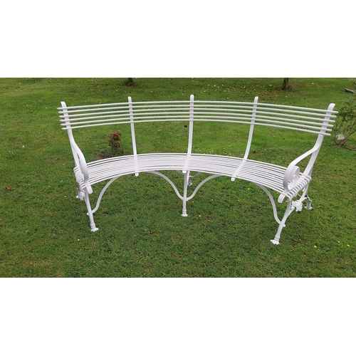 60 - Exceptional quality hand forged wrought iron Arras style curved conversation seat {90 cm H x 200 cm ... 