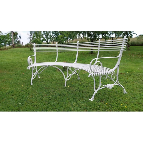 60 - Exceptional quality hand forged wrought iron Arras style curved conversation seat {90 cm H x 200 cm ... 