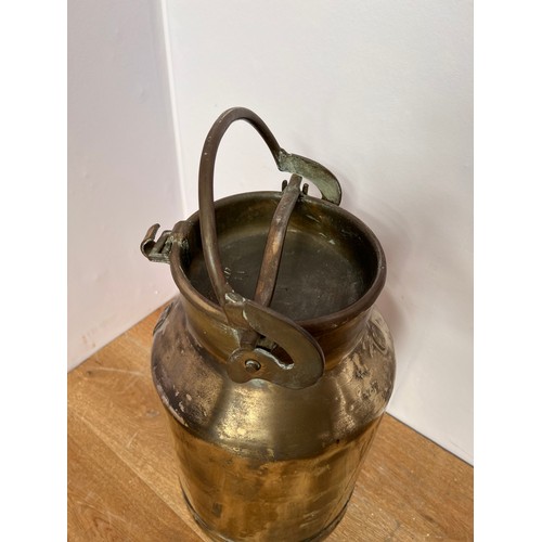 23 - Brass milk churn {H 50cm x  Dia 31cm}