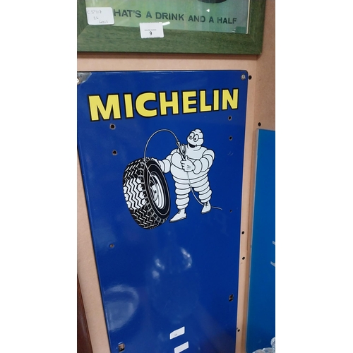 10 - Rare Michelin Tyres enamel chart advertising sign. {83cm H X 34cm W}.