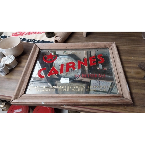 1049 - Cairnes The Better Ale Castle Bellingham Drogheda framed advertising mirror. {37 cm H x 46 cm W}.