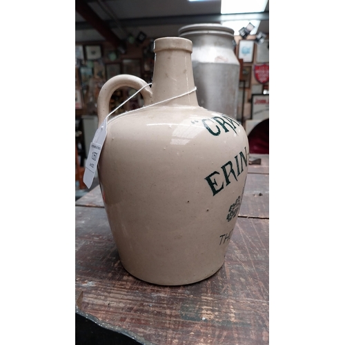 1050 - Rare 19th C. Erin Go Bragh Thom and Cameron Glasgow stoneware whiskey flagon. {20 cm H}.