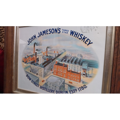 109 - John Jameson Bow Street Three Star Whiskey framed advertising print. {60cm H X 70cm W}