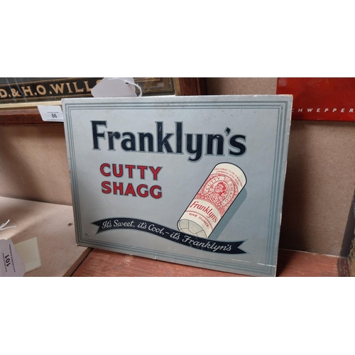 116 - Franklyn's Cutty Shagg Tobacco showcard. {19 cm H x 26 cm W}.