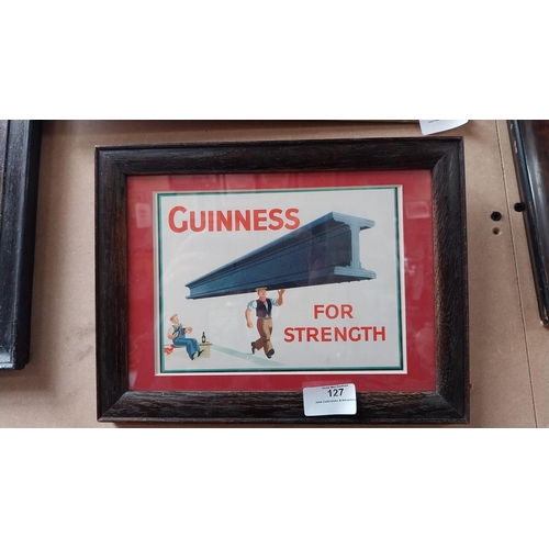 127 - Guinness for Strength advertising showcard. {21 cm H x 28 cm W}.