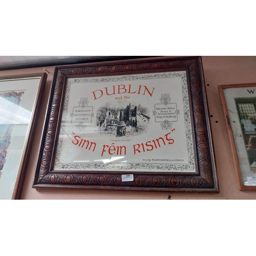 129 - Framed Sinn Fein Dublin print. {52 cm H x 62 cm W}.