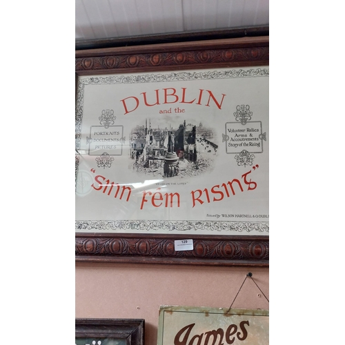 129 - Framed Sinn Fein Dublin print. {52 cm H x 62 cm W}.