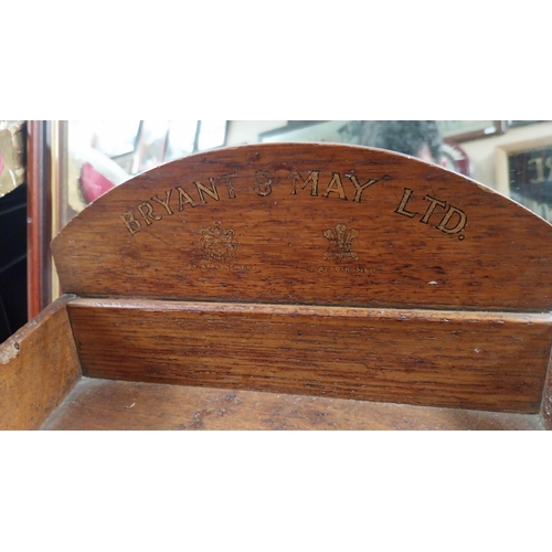 138 - Bryant and May Swan Vesta oak advertising display box. {16 cm H x 27 cm W X 16 cm D}.