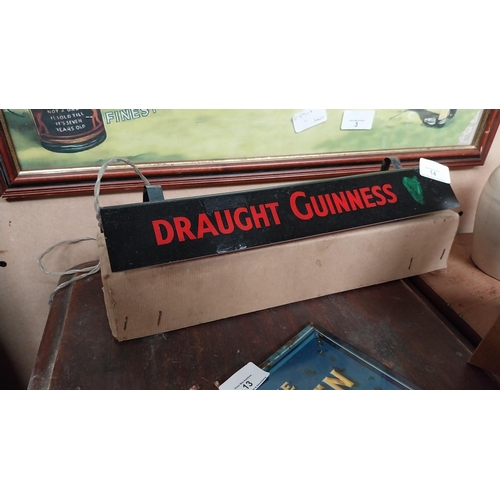 14 - Draught Guinness Perspex counter light in original box. {8 cm H x 36 cm W x 6 cm D}.