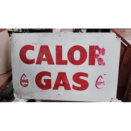 140 - Calor Gas double sided tin plate advertising sign {35 cm H x 56 cm W}.