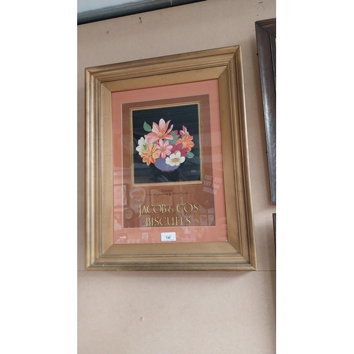 148 - Crawford's Biscuits framed showcard. {53 cm H x 43 cm W}.