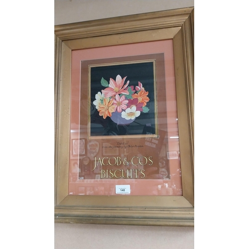 148 - Crawford's Biscuits framed showcard. {53 cm H x 43 cm W}.