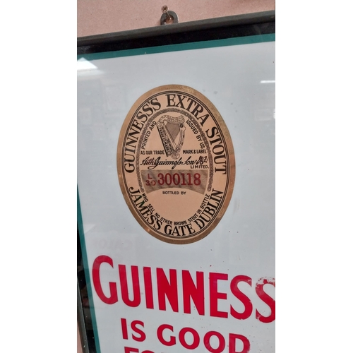 149 - Rare Guinness reverse painted framed advertising sign. {52 cm H x 30 cm W}.