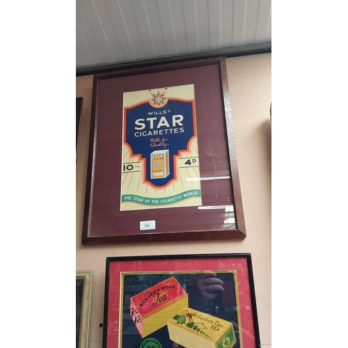 154 - Wills STAR advertising showcard. {51 cm H x 41 cm W}.