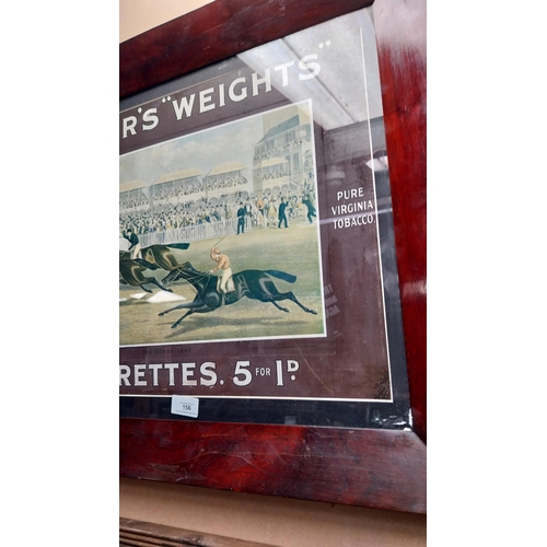 156 - Players Weights cigarettes framed advertising showcard {56 cm H x 63 cm W}.