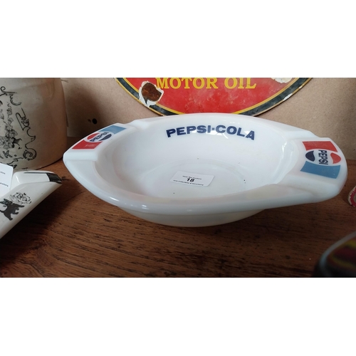 18 - Pepsi Cola opaline advertising ashtray. {5 cm H x 23 cm W x 19 cm D}.