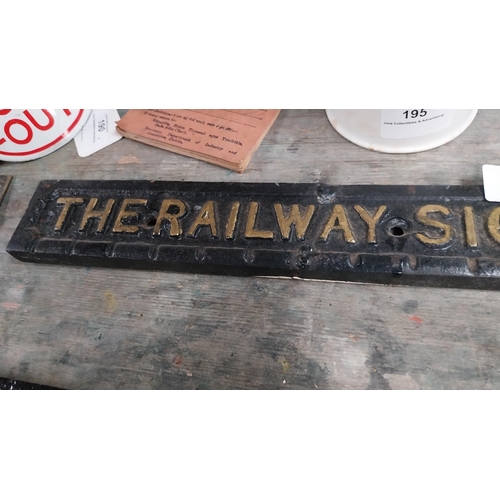 198 - 19th C. cast iron plaque Railway Signal Company Ltd. {5 cm H x 53 cm W}.