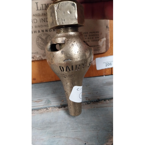 205 - Brass Dairy nozzle. {17 cm W x 6 cm Dia.}.