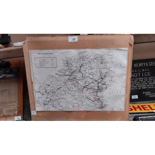 221 - GNR railway map. {28 cm H x 42 cm W}.