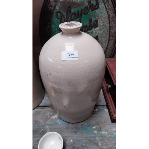 232 - P and H Egan Tullamore stoneware flagon. {33 cm H x 18 cm Dia.}.