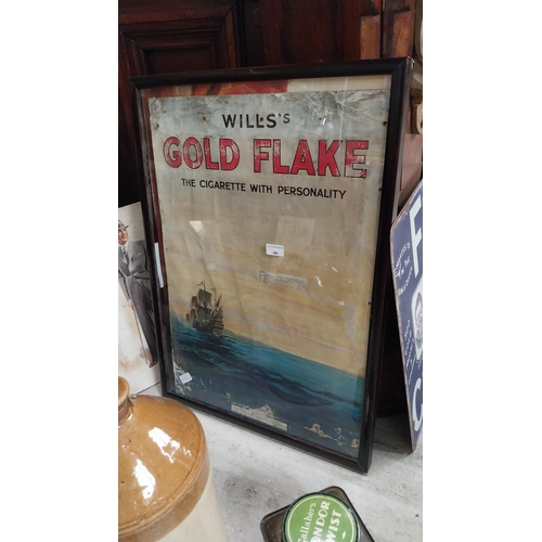 284 - Wills's Gold Flake framed advertising print. {74 cm H x 53 cm W}.