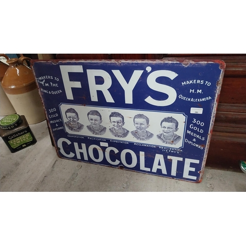 285 - Fry's Five Boys tin plate advertising sign. {30 cm H x 70 cm W}.