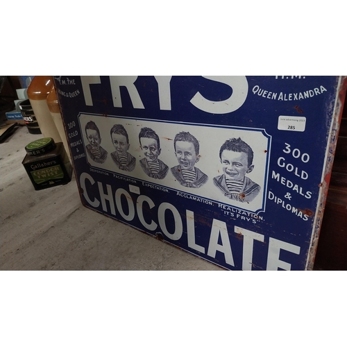 285 - Fry's Five Boys tin plate advertising sign. {30 cm H x 70 cm W}.